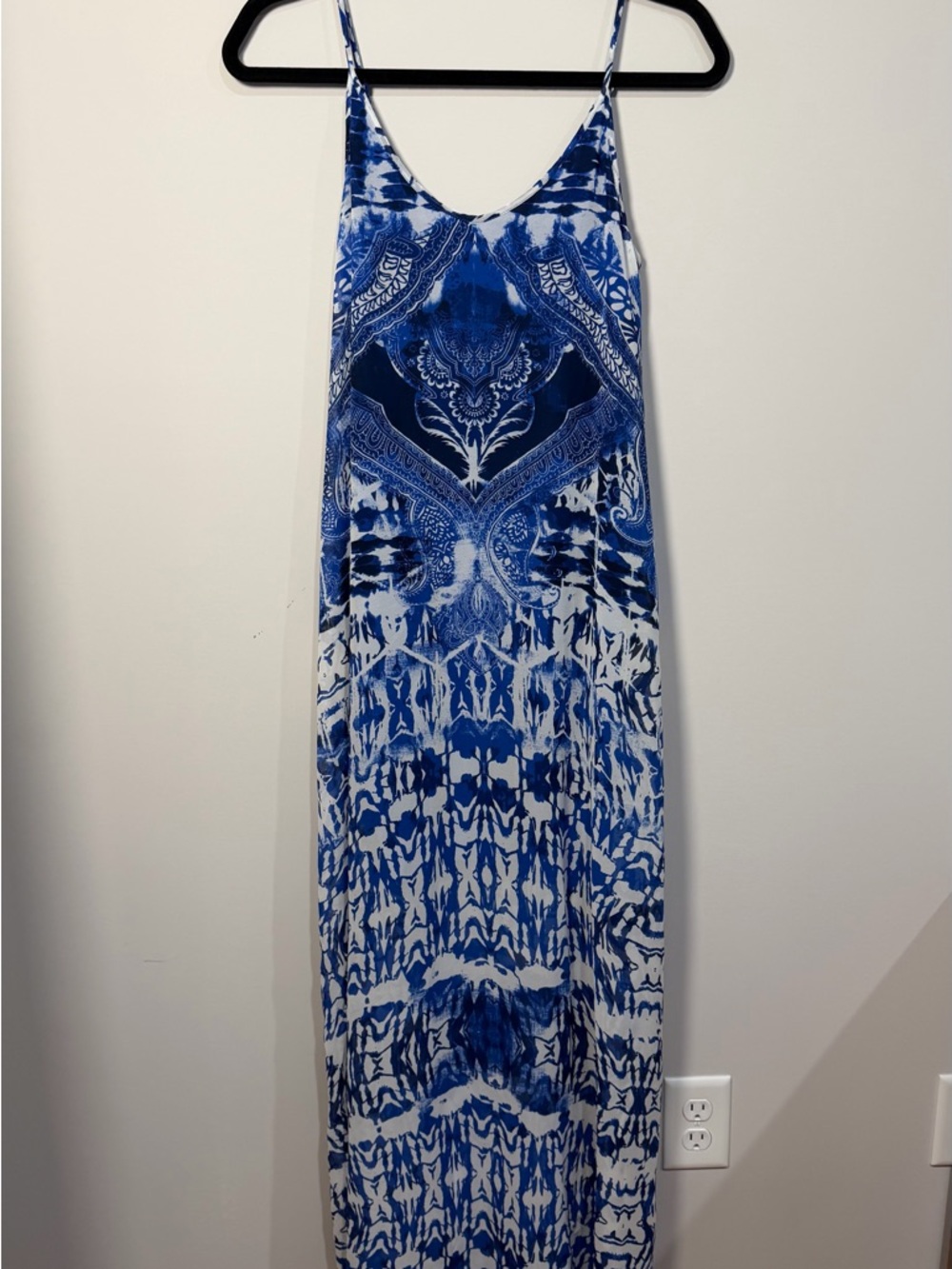 Blue & White Patterned Slip Dress XS
